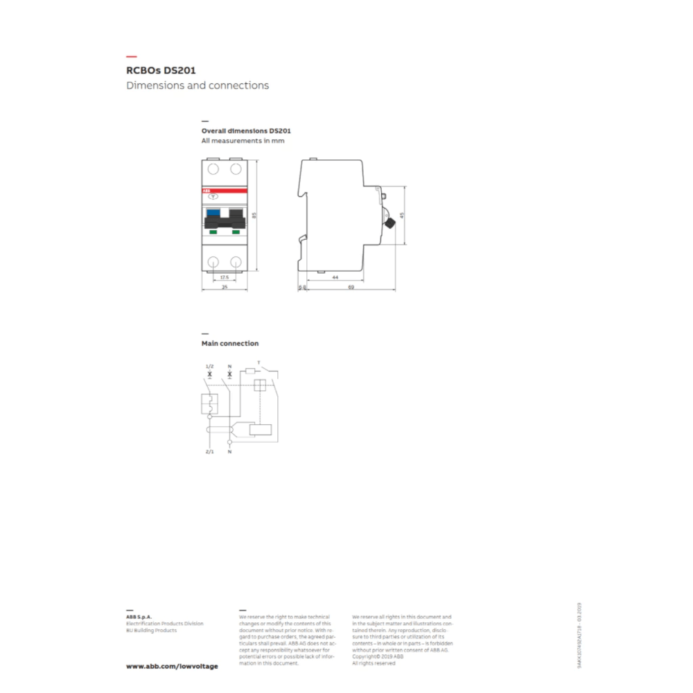 เบรกเกอร์กันดูด RCBO 6A 1 POLE + NEUTRAL 6KA TYPE AC ABB รุ่น DS201 C6 AC-30 (ตัดไฟรั่ว 30MA)_5